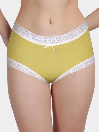 Susie Olive Green White Lace Low Waist Hipster Panty