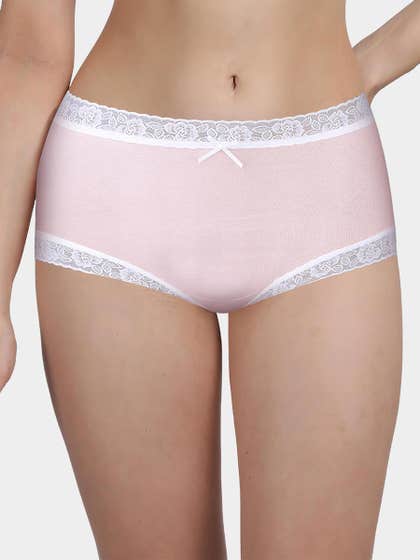 Susie Pale Peach White Lace Low Waist Hipster Panty