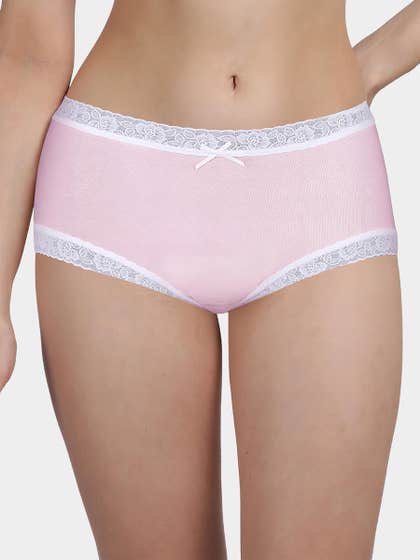 Susie Pale Pink White Lace Low Waist Hipster Panty