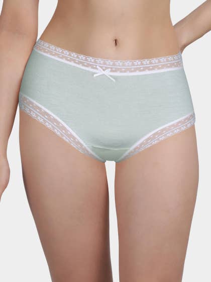 Susie Green White Contrast Full Coverage Hipster Panty