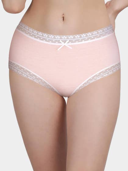 Susie Pink White Contrast Full Coverage Hipster Panty