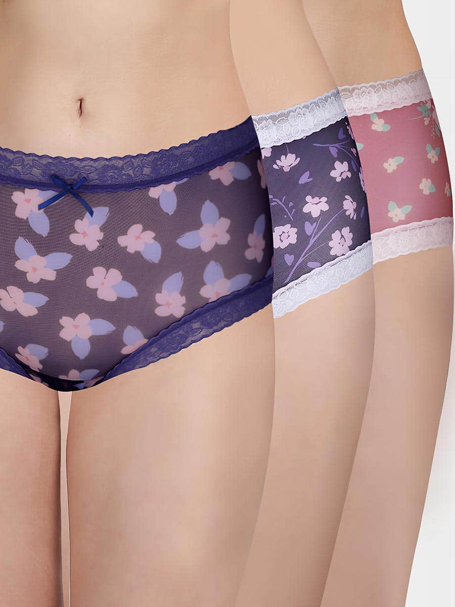 Susie Multicolor Fully Floral Medium Waist Hipster Panty Combo A