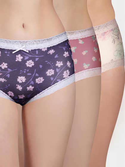 Susie Multicolor Fully Floral Medium Waist Hipster Panty Combo D