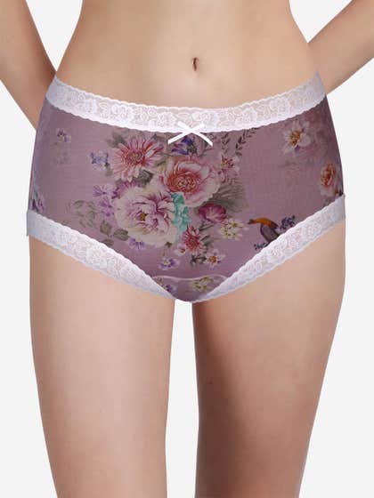 Susie Lavender Fully Floral Medium Waist Hipster Panty