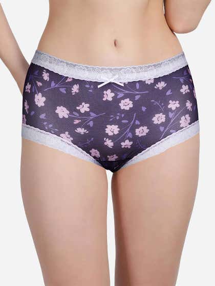 Susie Violet White Fully Floral Medium Waist Hipster Panty