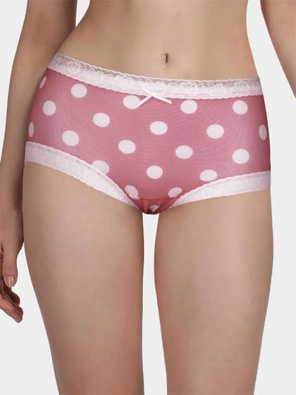 Susie Mauve White Polka Floral Full Coverage Hipster Panty