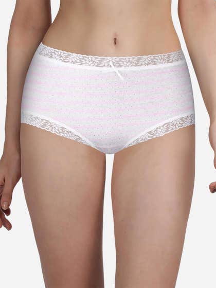 Susie Pink White Striped Melange Lace Hipster Panty