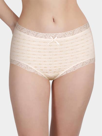 Susie Cream Striped Heart Hipster Panty