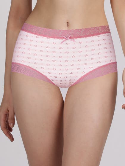 Susie Dark Pink Striped Heart Hipster Panty