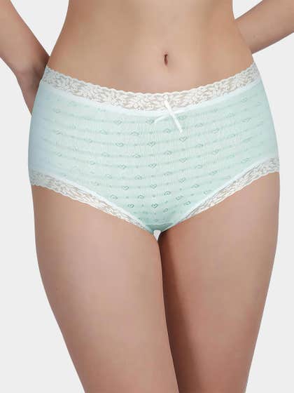 Susie Pastel Blue Striped Heart Hipster Panty