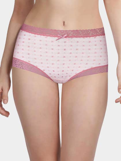 Susie Dark Pink Striped X Print Hipster Panty