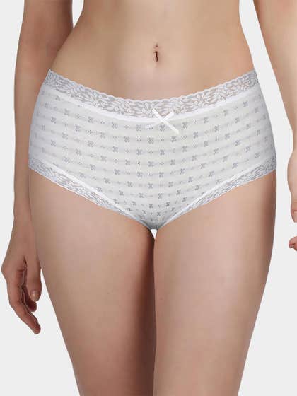 Susie Grey Striped X Print Hipster Panty