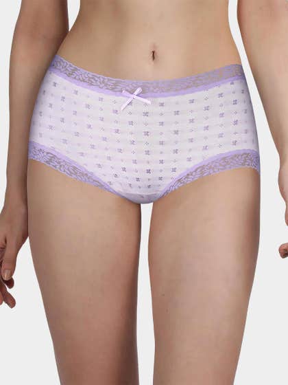 Susie Lavender Striped X Print Hipster Panty