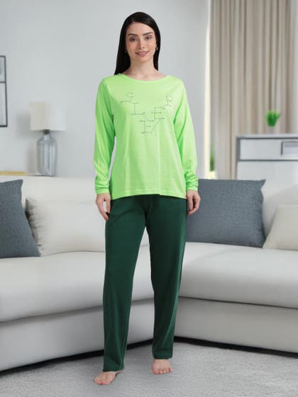 Shyaway Paradise Green Full Sleeve Pyjama Set