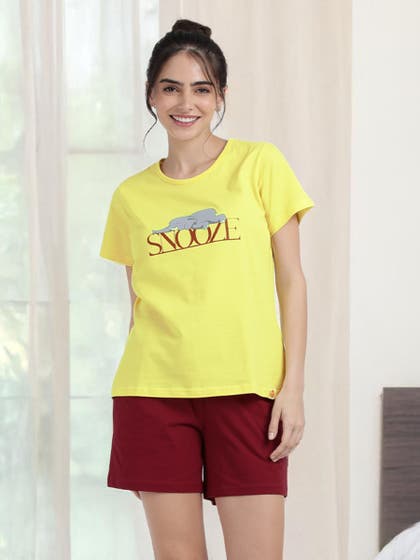 Shyaway Lime Light Yellow Cozy Pyjama Shorts Set