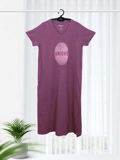 Shyaway Berry Conserve V Neck Printed Sleep Tee
