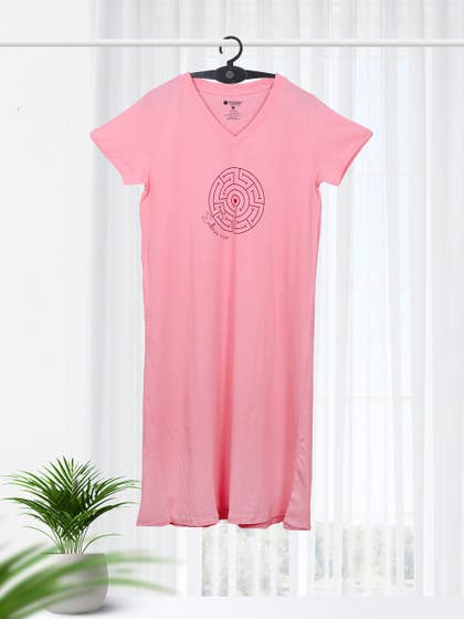 Shyaway Tickled Pink V Neck Printed Sleep Tee