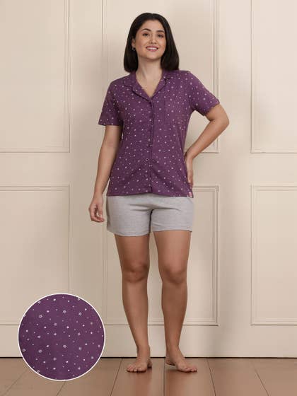 Shyaway Berry Conserve Collared Pyjama Shorts Set