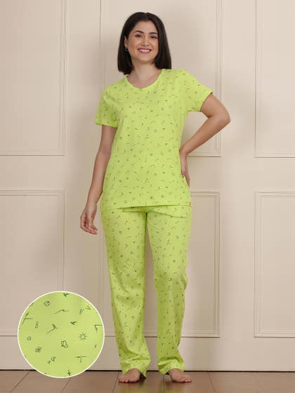 Shyaway Lime Sherbet All Over Printed Pyjama Set