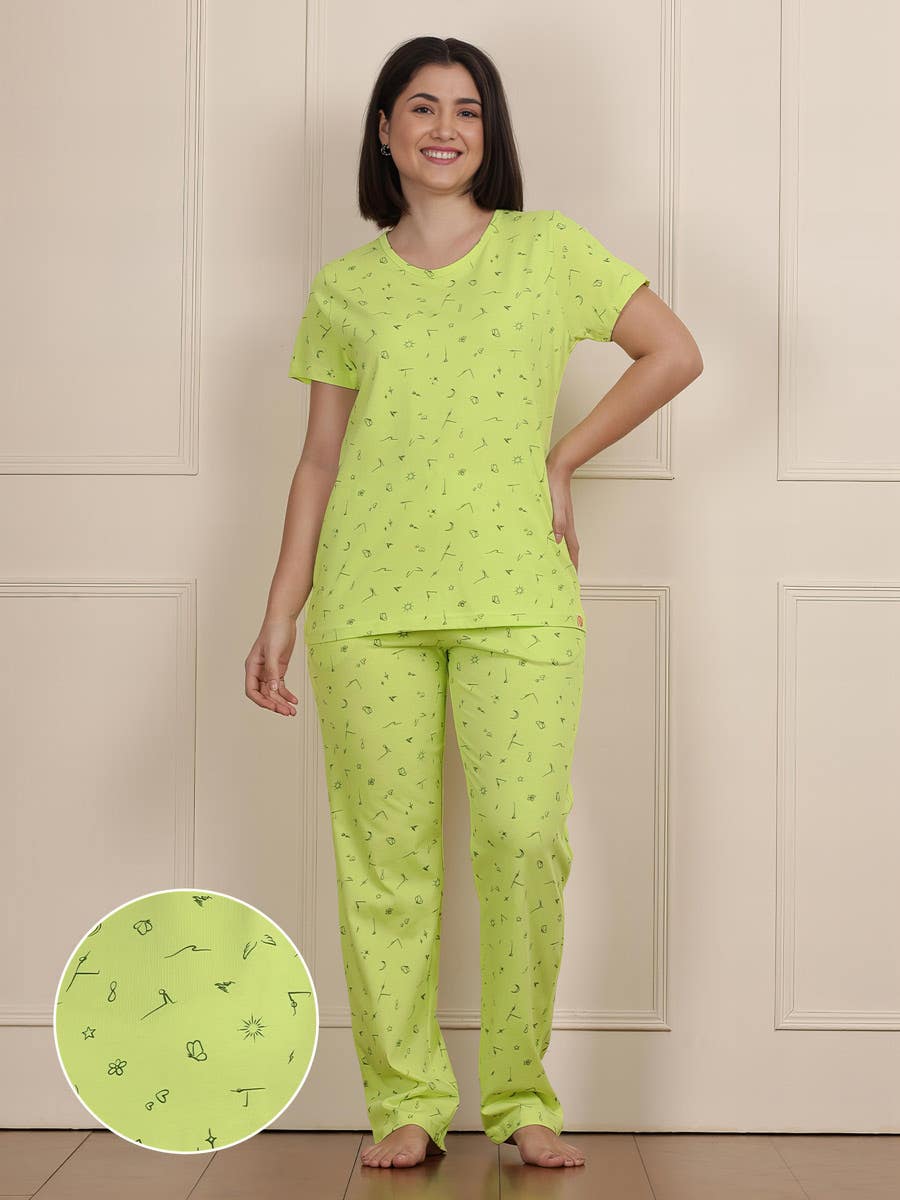 Shyaway Lime Sherbet All Over Printed Pyjama Set