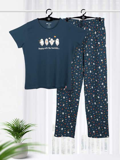 Shyaway Majolica Blue Printed Pyjama Set