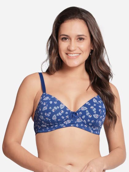 Taabu Surf Blue Paisley Print Padded Wirefree T shirt Bra