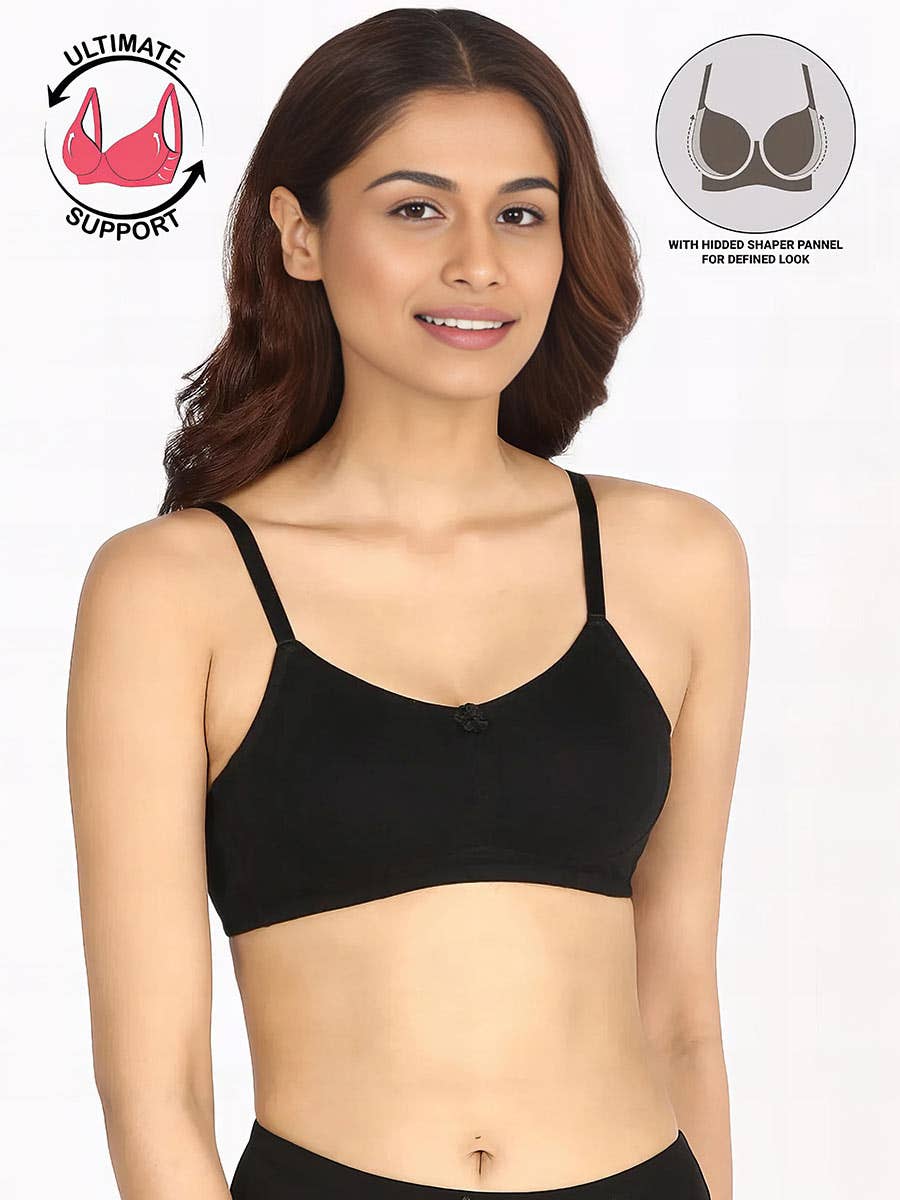 Taabu Black Beauty Heart Print Padded Wirefree T shirt Bra