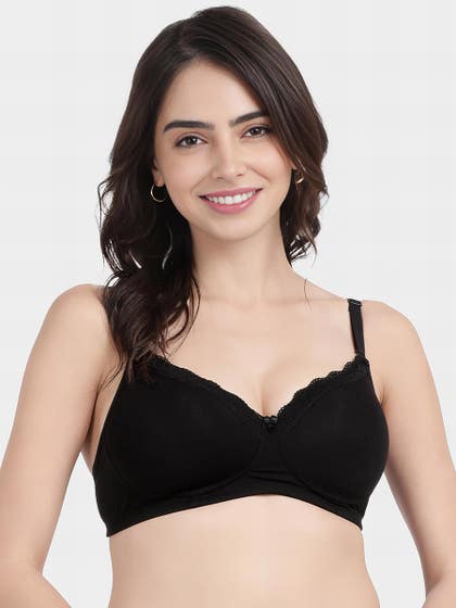 Susie Black Beauty Elegant Lace Neckline Padded Non Wired Bra