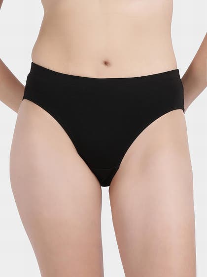 Susie Black Beauty Full Coverage Solid Everyday Hipster Panty