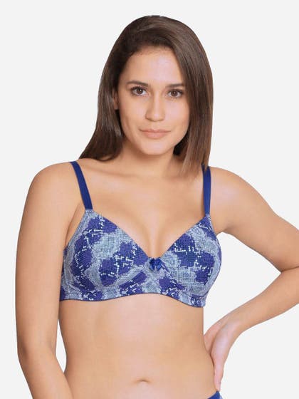 Taabu SurfBlue Snake Print Padded Wirefree T shirt Bra