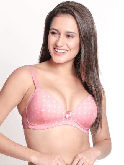 Taabu Mary Rose Polka Print Padded Wirefree T shirt Bra