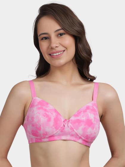 Taabu Pink Tie Dye Print Padded Wirefree T-Shirt Bra