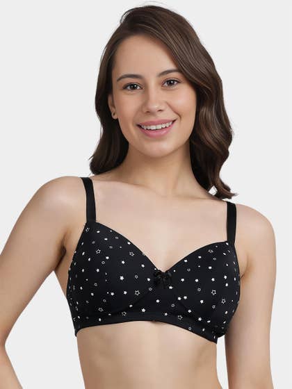 Taabu Black Star Print Padded Wirefree T-Shirt Bra