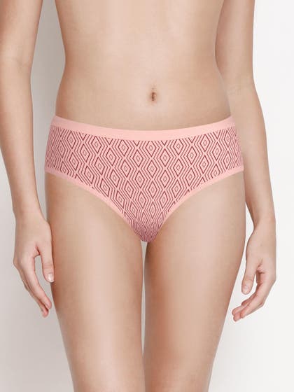 Taabu Coral Blush Geometric Print Polyamide Bikini Panty