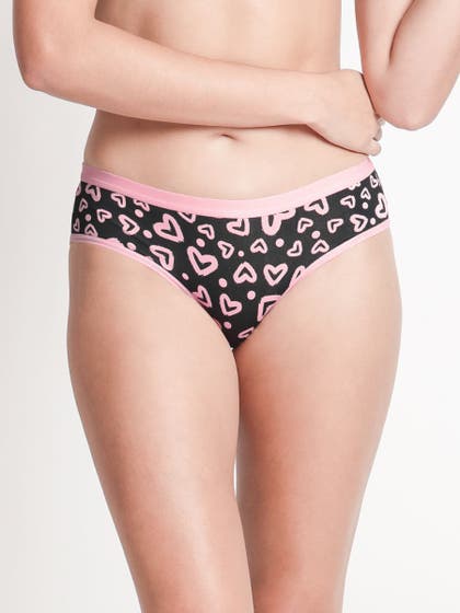 Taabu Black Beauty Heart Print Polyamide Bikini Panty