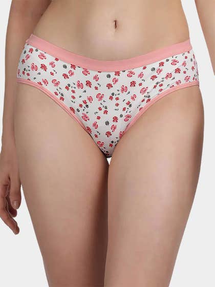 Taabu White Floral Print Polyamide Bikini Panty