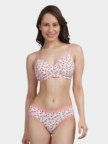 Taabu White Floral Printed Lingerie Set