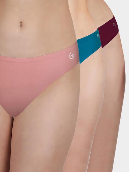 Susie Multicolor Solid Seamless Thong Panty Combo A