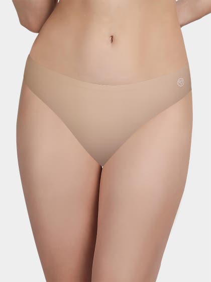 Susie Sand Skin Solid Seamless Thong Panty