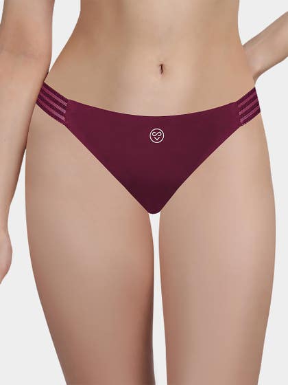 Susie Cabernet Red Solid Seamless Bikini Panty