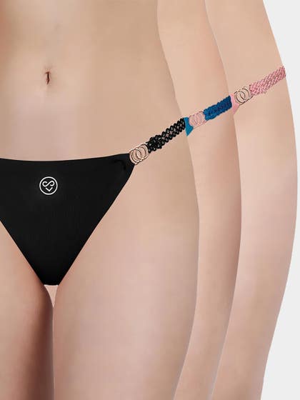Susie Multicolor Decorative String Bikini Panty Combo A