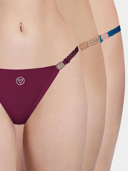 Susie Multicolor Decorative String Bikini Panty Combo B