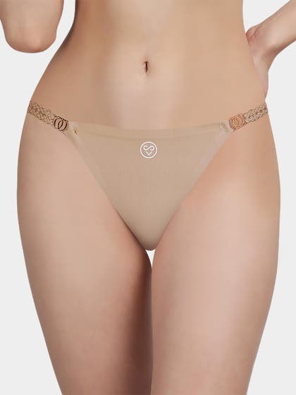 Susie Sand Skin Solid Seamless Decorative String Bikini Panty