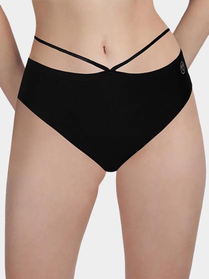 Susie Black Beauty Solid Seamless String Bikini Panty