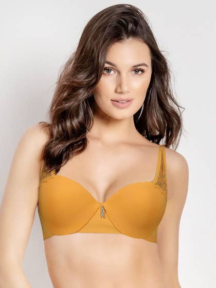 Susie Marigold Orange Lace Detail Padded Wired Push Up Bra
