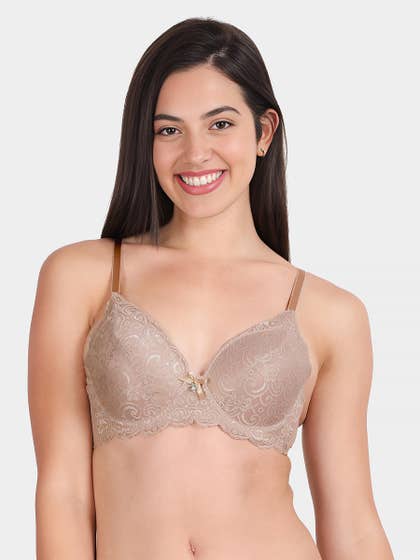 Susie Mahogany Skin Full Cup Lace Padded Wired Bra