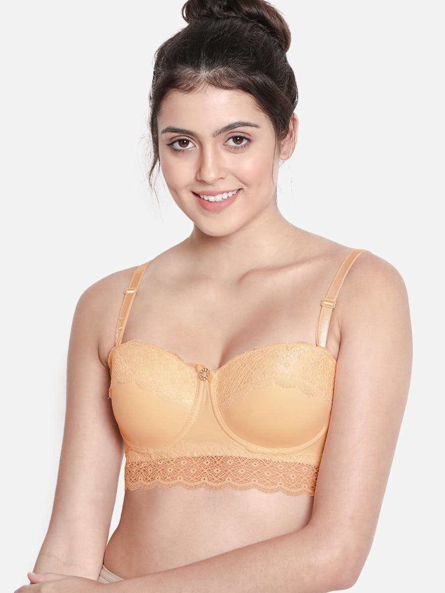 Susie Marigold Orange Lace Demi Cup Underwire Push Up Bra