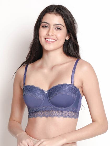 Susie Paisley Purple Padded Wired Lace Cup Balconette Bra