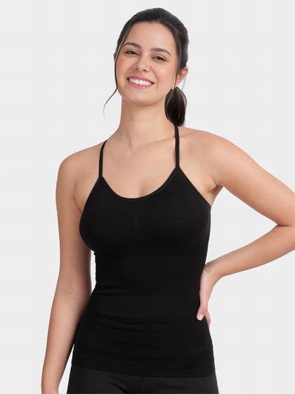Shyle Black Camisole Strappy Back Shapewear With Removable Cups