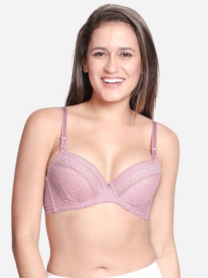 Susie Ballet Pink Padded Wired Demi Coverage Full Lace Bridal Bra